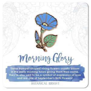 Morning Glory Enamel Pin - September Birth Flower - Gold Plated Nature Jewelry